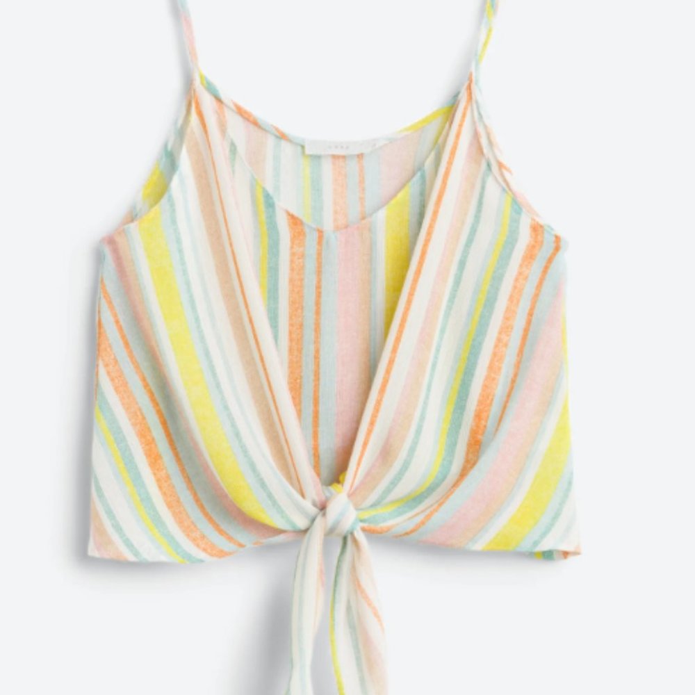 LUSH Parina Tie Front Crop Cami Blouse